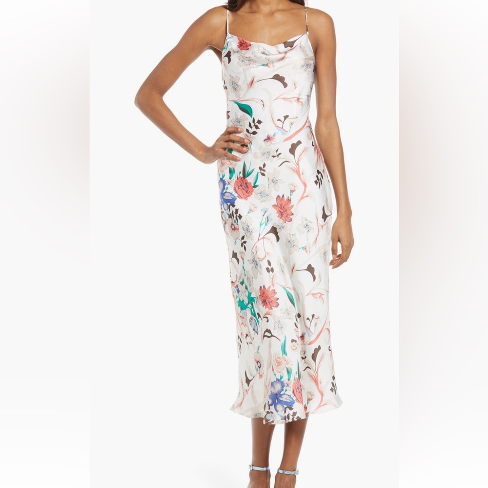 Lulu's It Must be Fate Floral Satin Dress